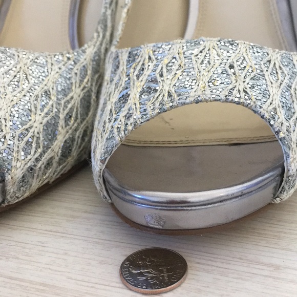 Enzo Angiolini Silver Sparkle Heels - Picture 5 of 6